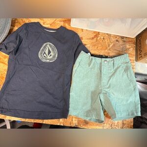 Boys Volcolm Graphic Tee and Green Shorts Set